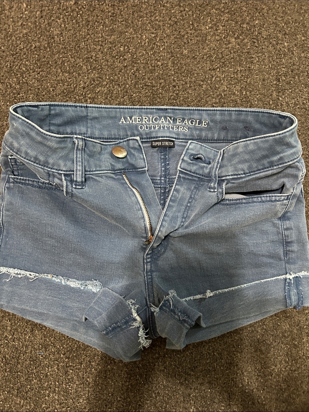 American Eagle Outfitters Light Blue Distressed Denim Cutoff Shorts